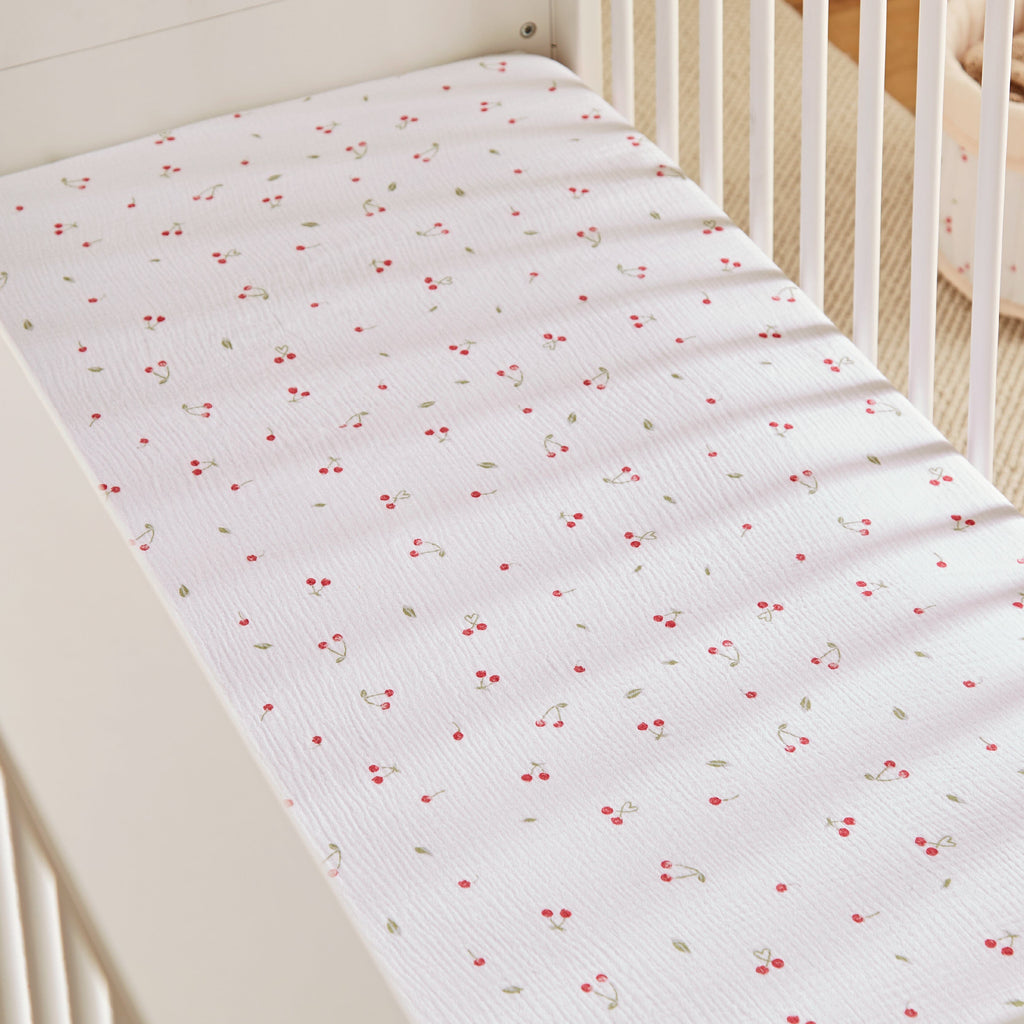 4 Piece Cot Bed Bedding Set - Ditsy Cherry