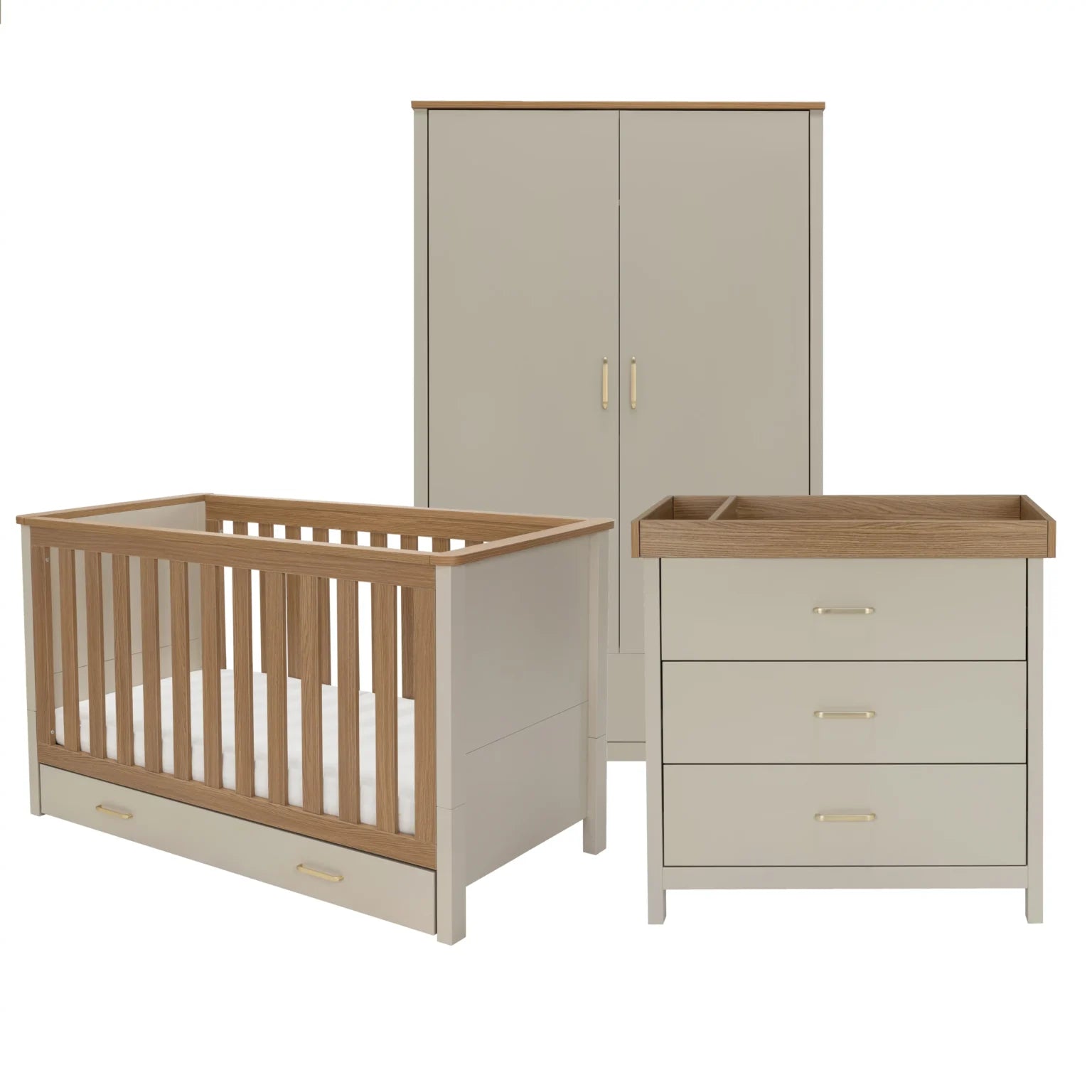 Mira 3 Piece Nursery Room Set – Cashmere Warm Oak