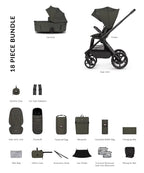 Hunter x Venicci Upline 3 Dark Olive Pram 2 in 1