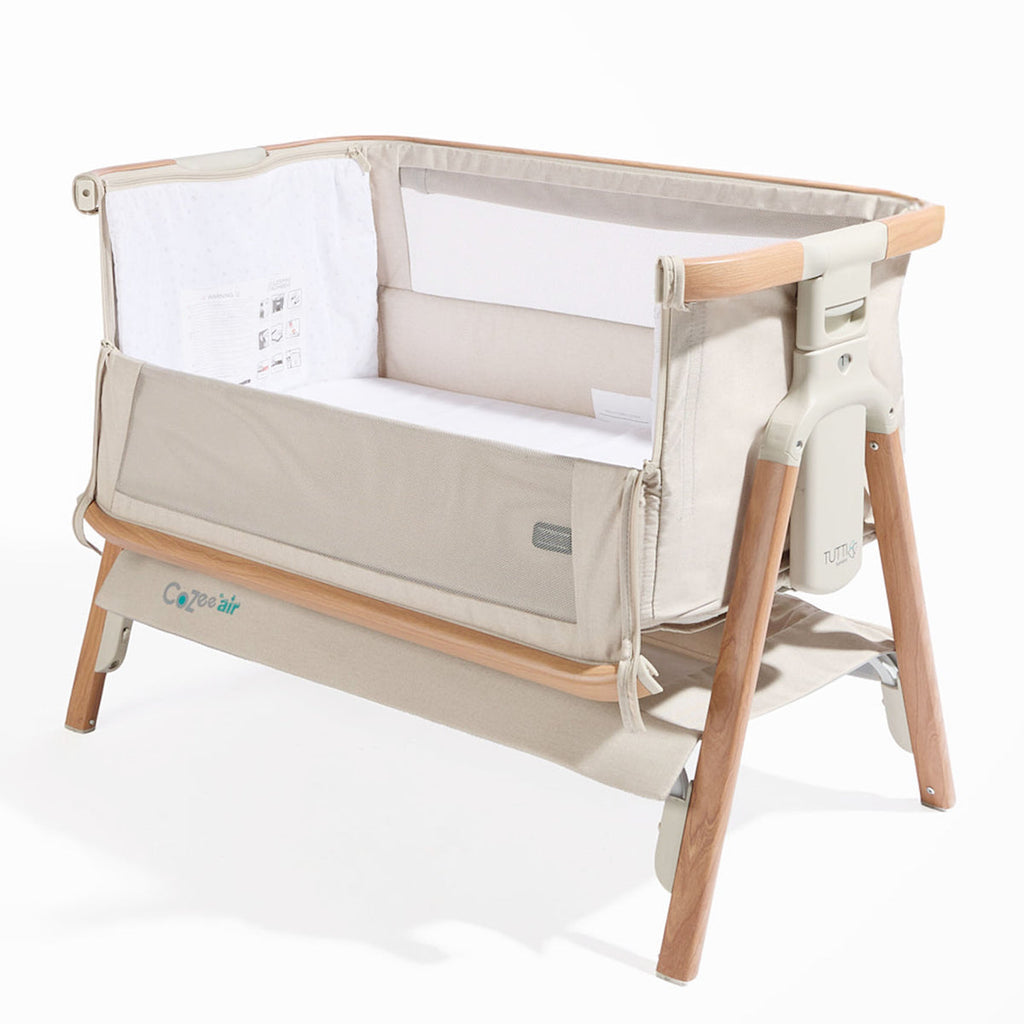 CoZee Air Bedside Crib - Scandinavian Walnut/Ecru