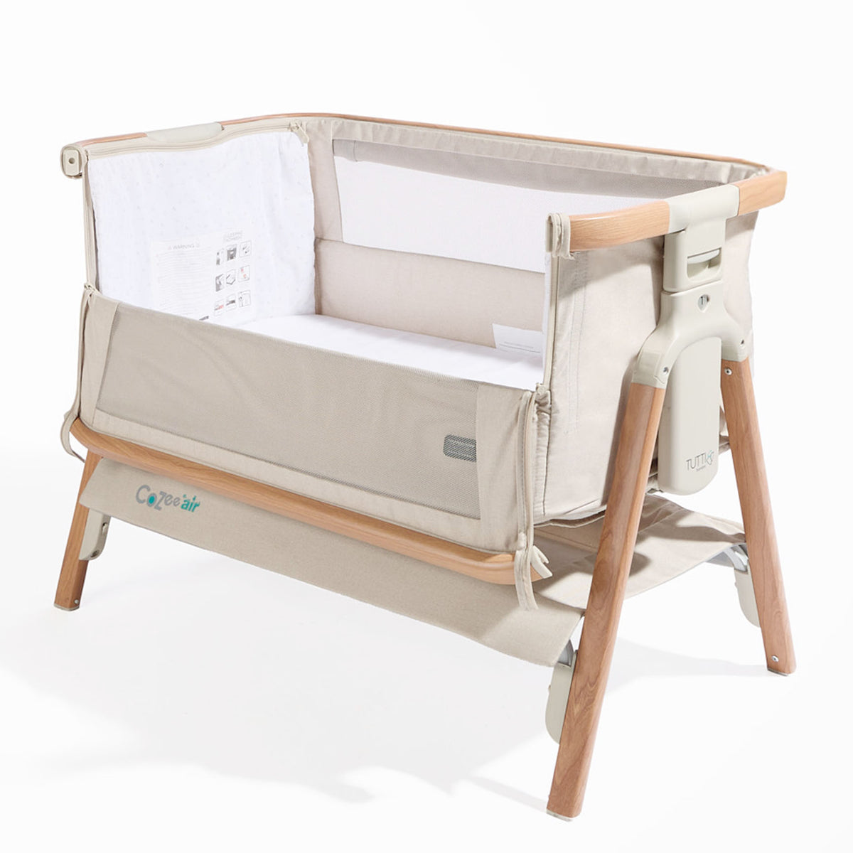 CoZee Air Bedside Crib - Scandinavian Walnut/Ecru