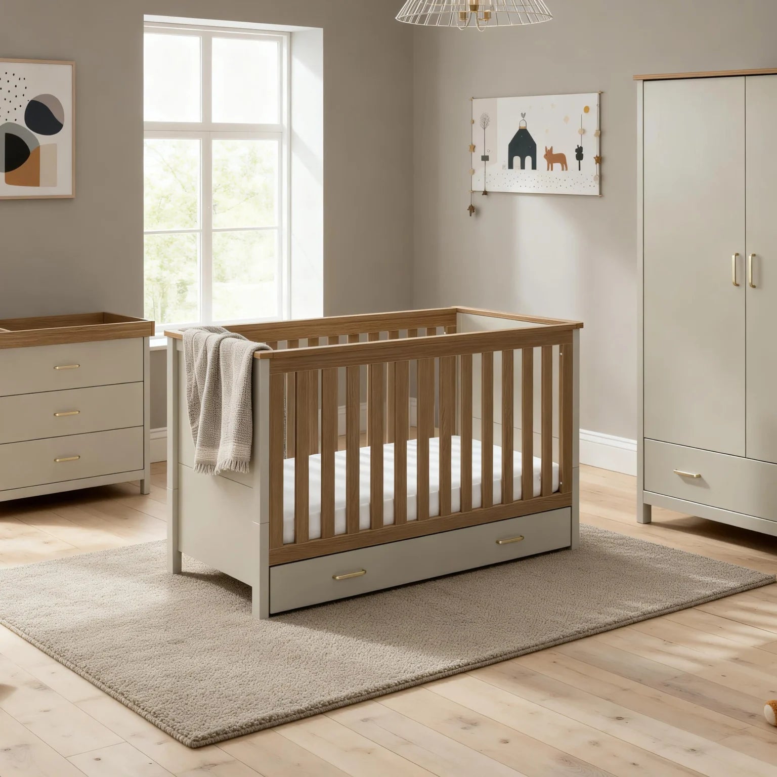 Mira 3 Piece Nursery Room Set – Cashmere Warm Oak
