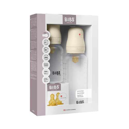 BIBS Baby BPA-Free PP Bottle Grow and Flow set 150ml/270ml Latex - Ivory