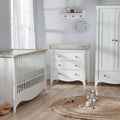Cuddleco Clara 3pc Set 3 Drawer Dresser and Cot Bed White & Ash