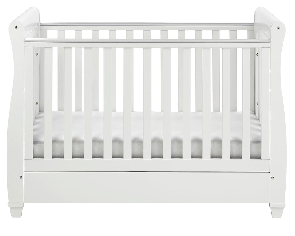 Eva Sleigh Cot Bed Dropside with Drawer