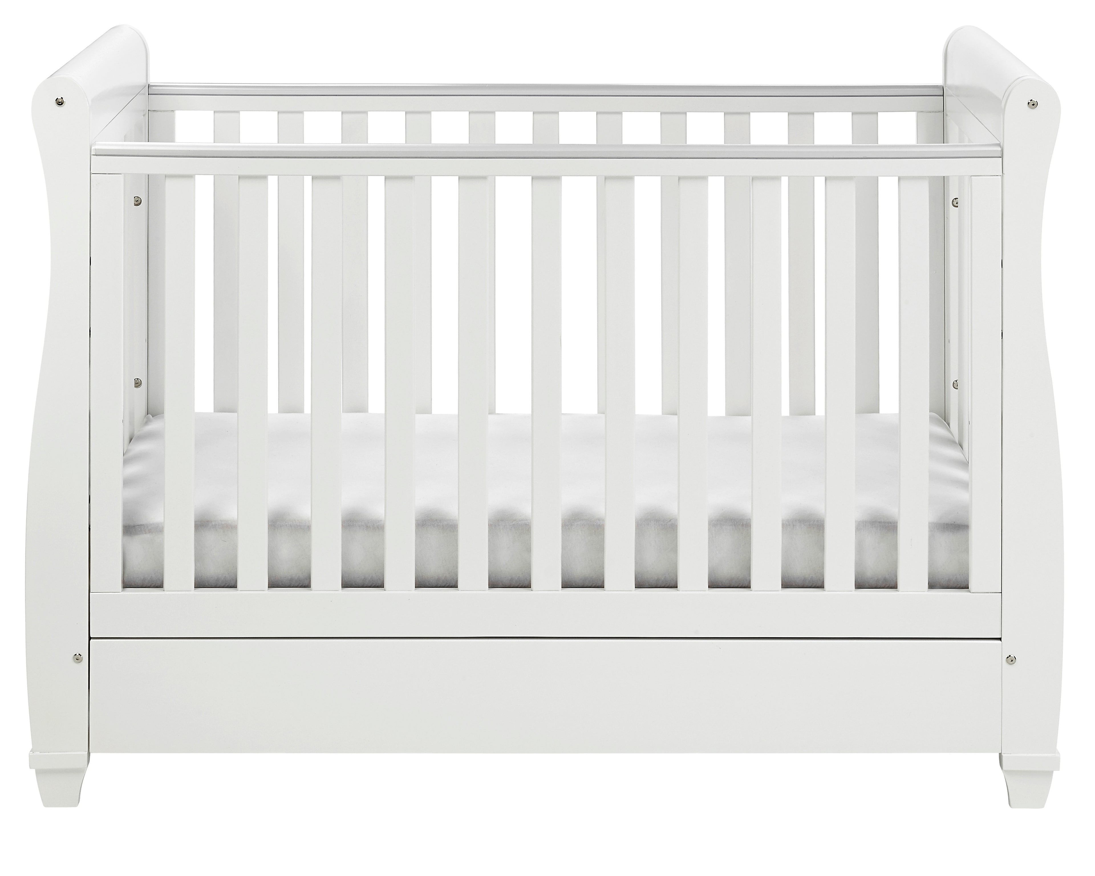Eva Sleigh Cot Bed Dropside with Drawer