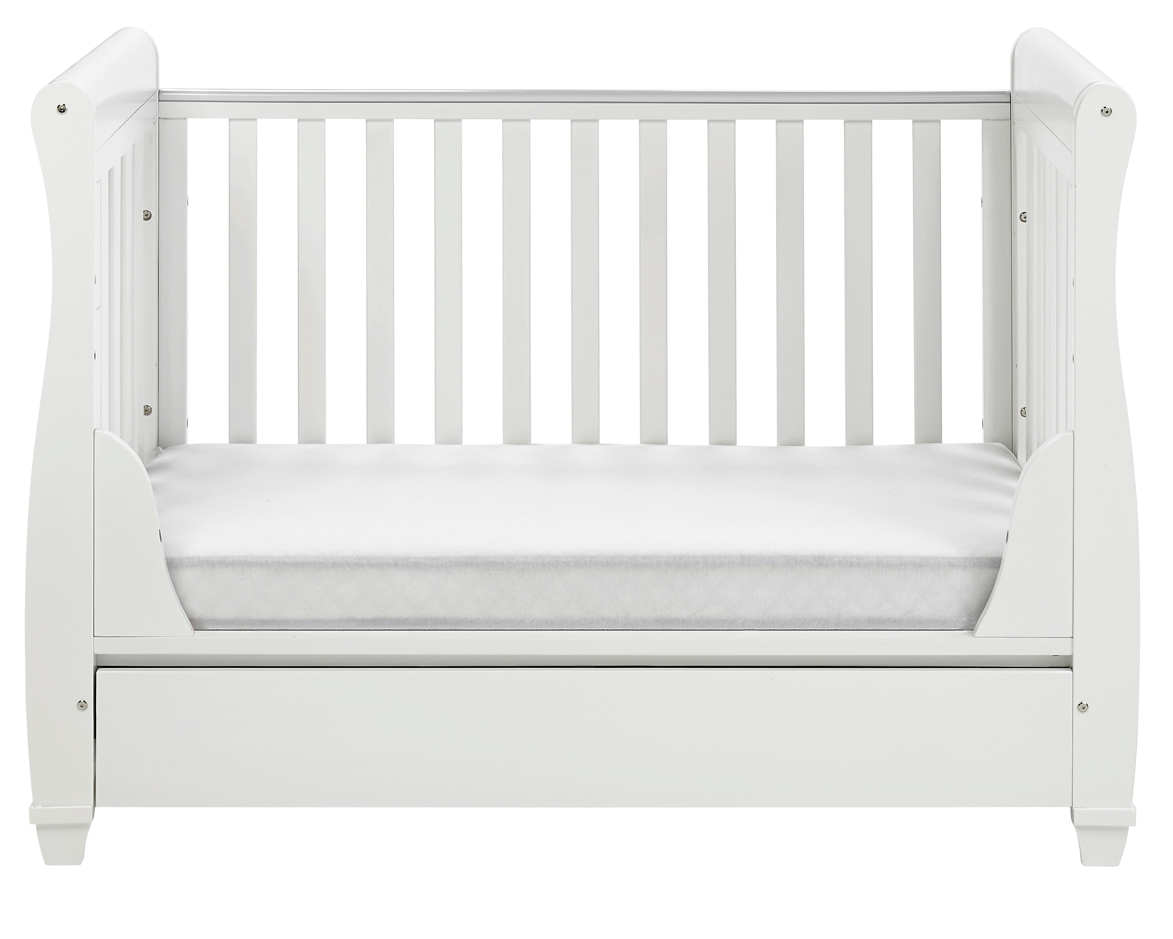 Eva Sleigh Cot Bed Dropside with Drawer