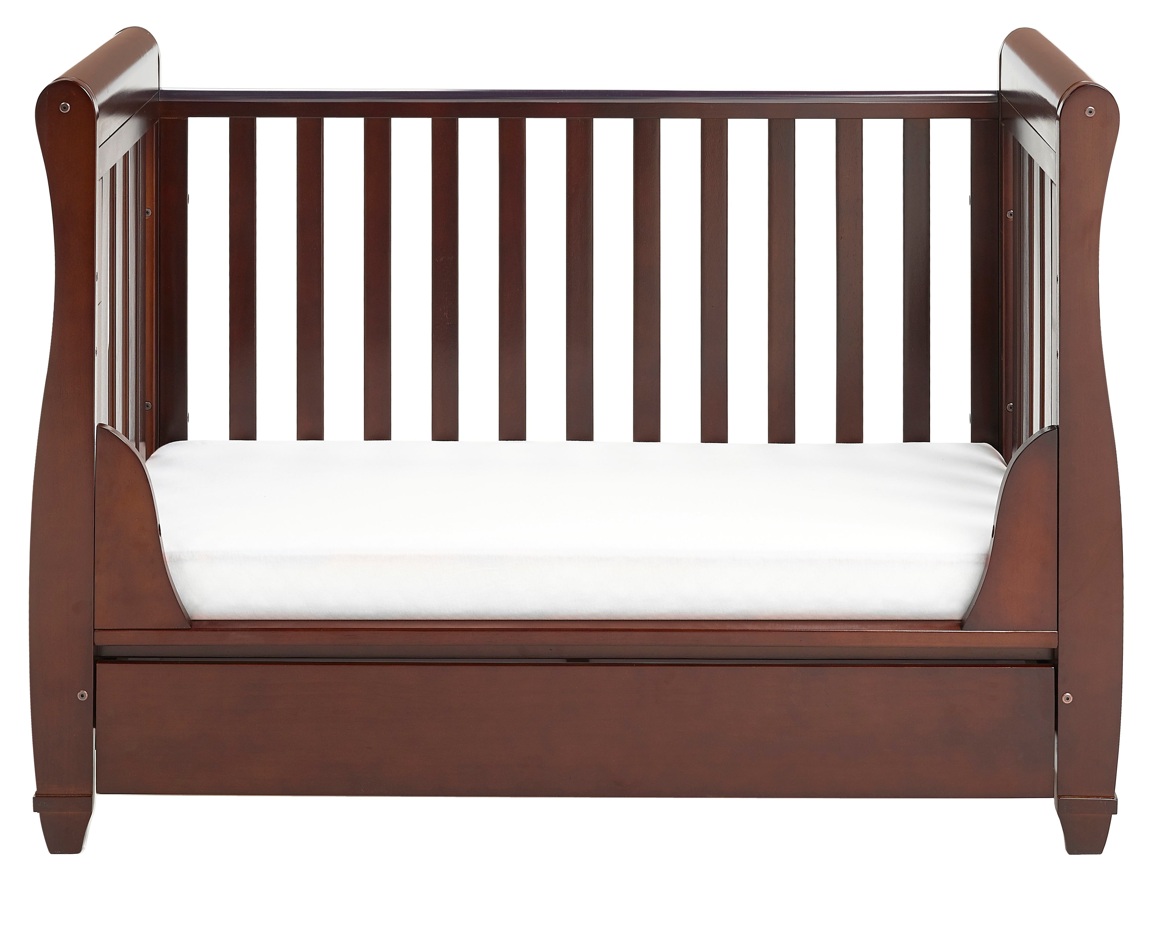 Eva Sleigh Cot Bed Dropside with Drawer
