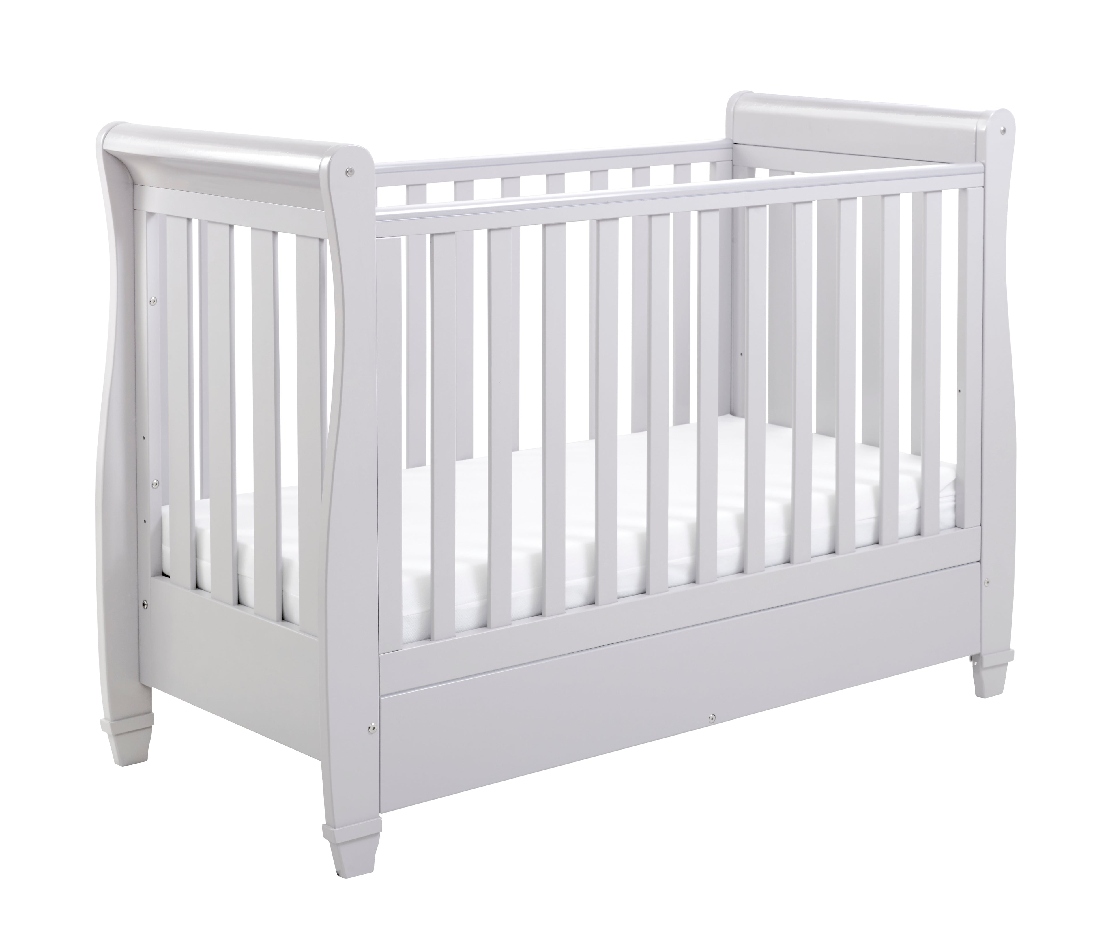 Eva Sleigh Cot Bed Dropside with Drawer