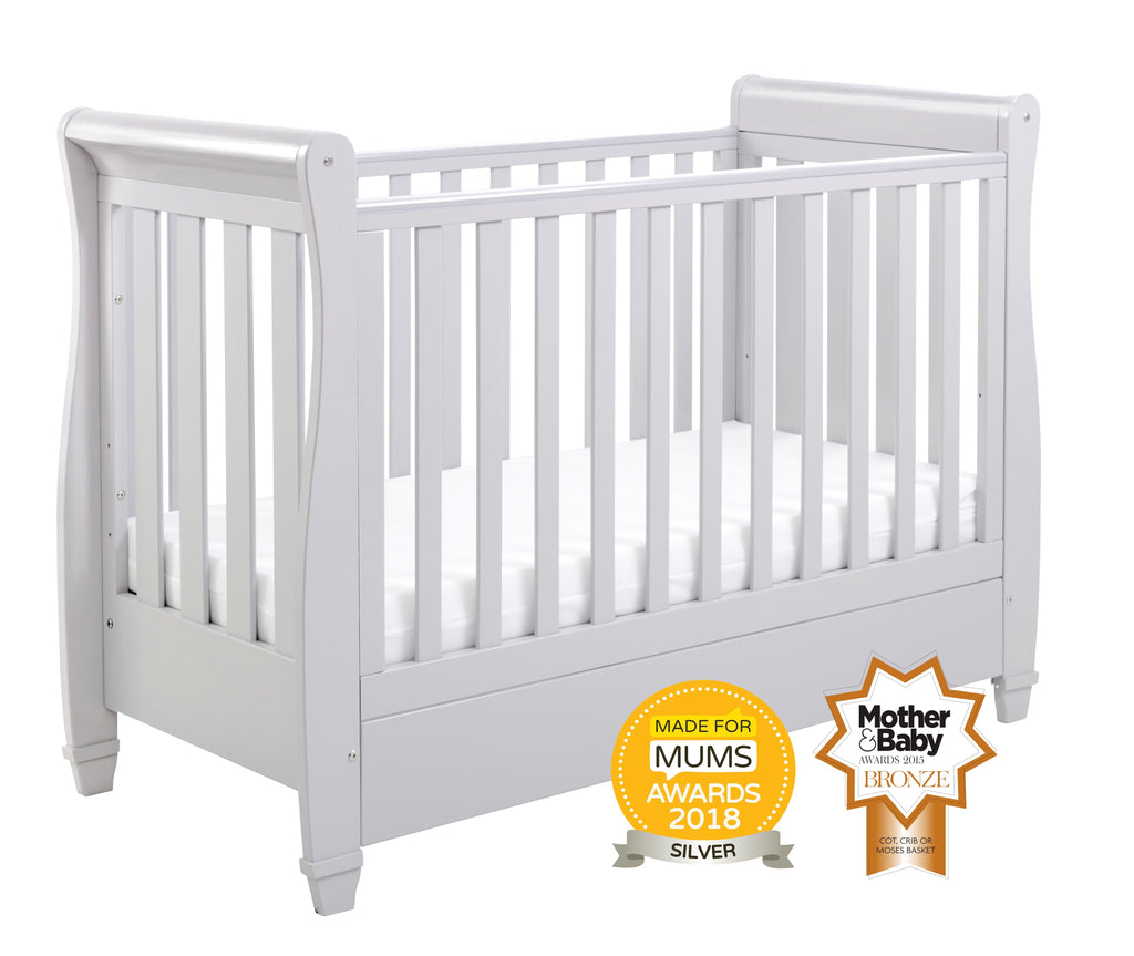 Eva Sleigh Cot Bed Dropside with Drawer