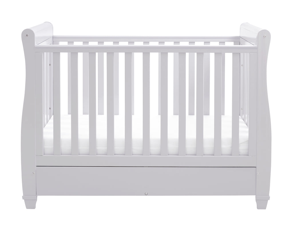 Eva Sleigh Cot Bed Dropside with Drawer