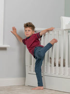 Boys Tshirt In Maroon With Navy Trim