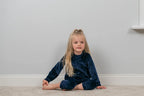 Velvet PP Collar Set Junior Girl Dress Blue