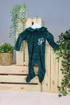 Embroidered All In One Velour Sleepsuit